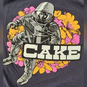 CAKE Band Shirt XL Blue Astronaut Flower Graphic Rock Alternative Lane Seven
